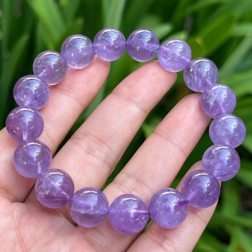 12.5mm stretchable purple‎ amethyst bracelet